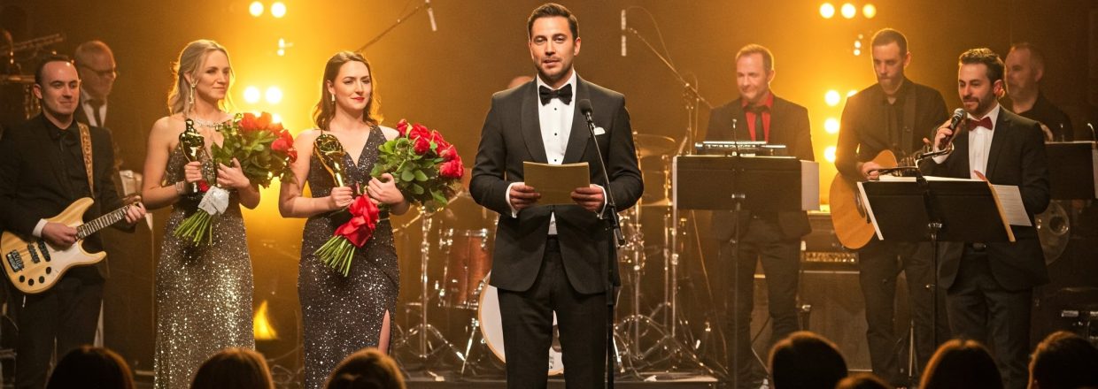 konferansjer na scenie prowdzi event